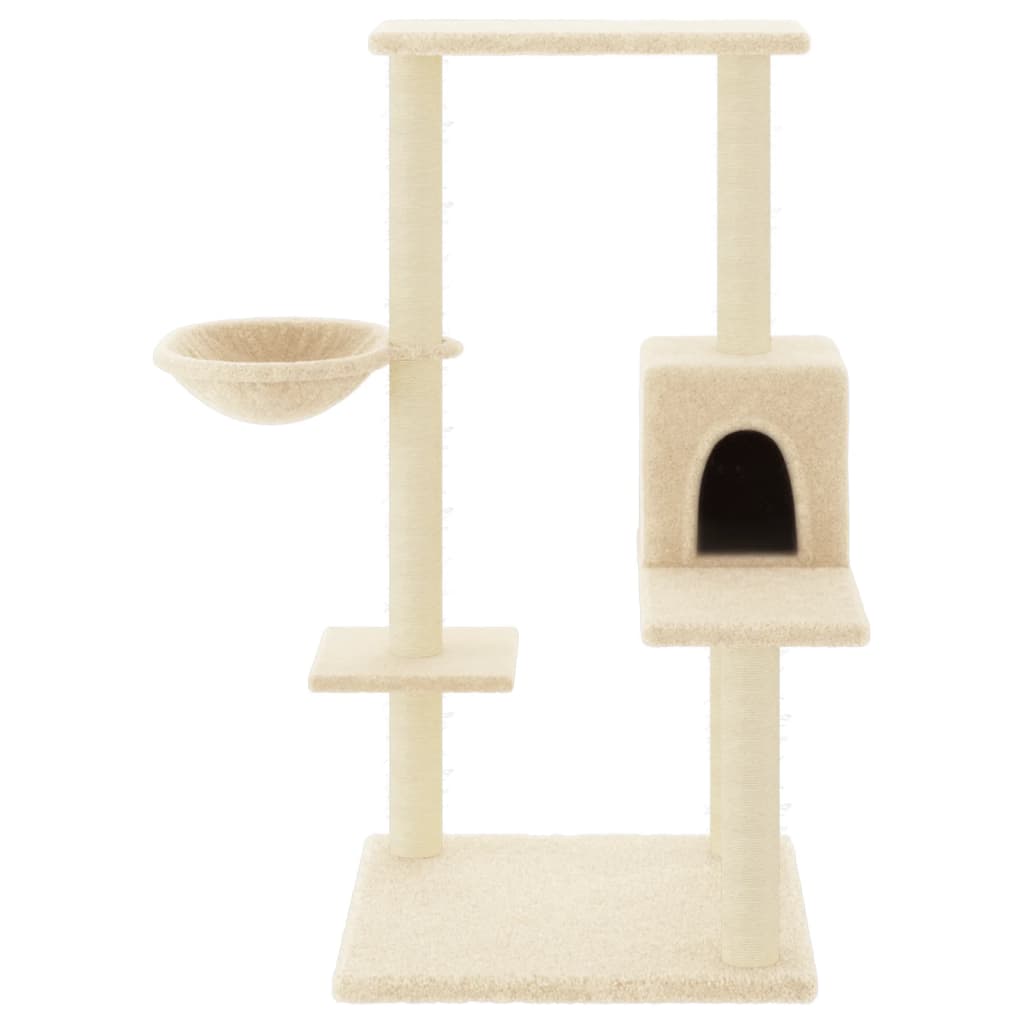 arranhador para gatos vidaXL com postes de sisal, creme, 95 cm