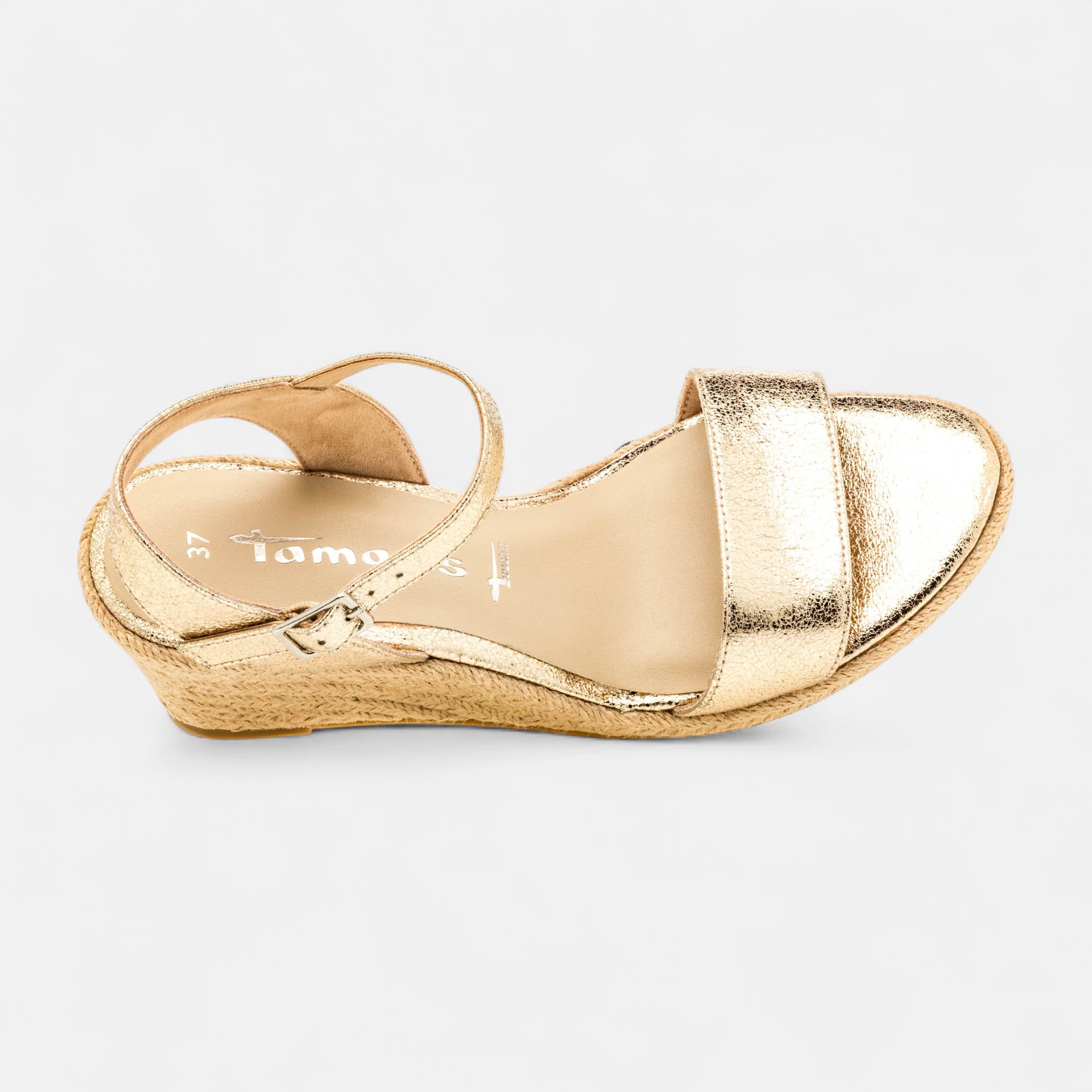 Espadrilles à talon compensé Femme or