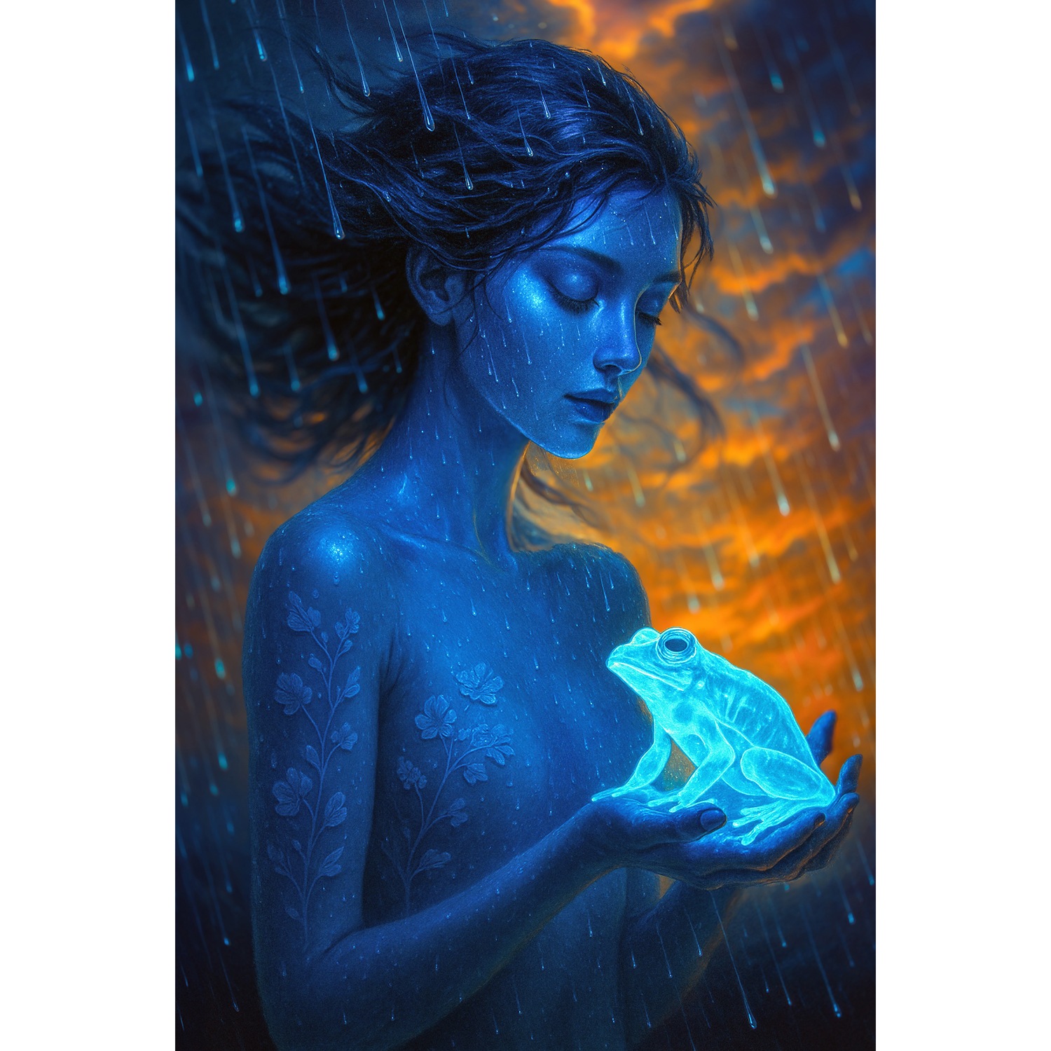 queence Acrylglasbild »Regenzauber« Bilder von Frauen | Fantasy | Frau | Gemälde | Kunst | Sterne 1 Stk. tlg. Knallige, tolle Farben auf hochwertigem Acrylglas gedruckt