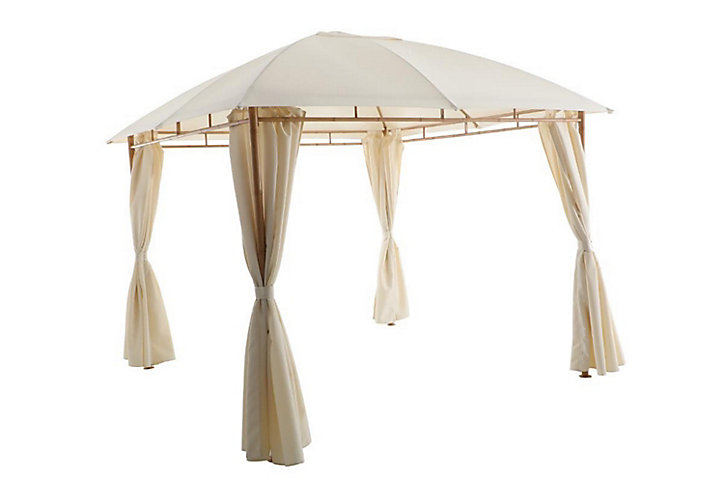 Tonnelle acier et toit polyester Hespéride Sawara écru 3 x 3 m