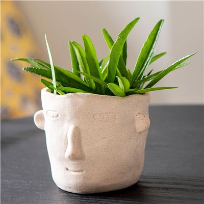 Pots en terre cuite visages