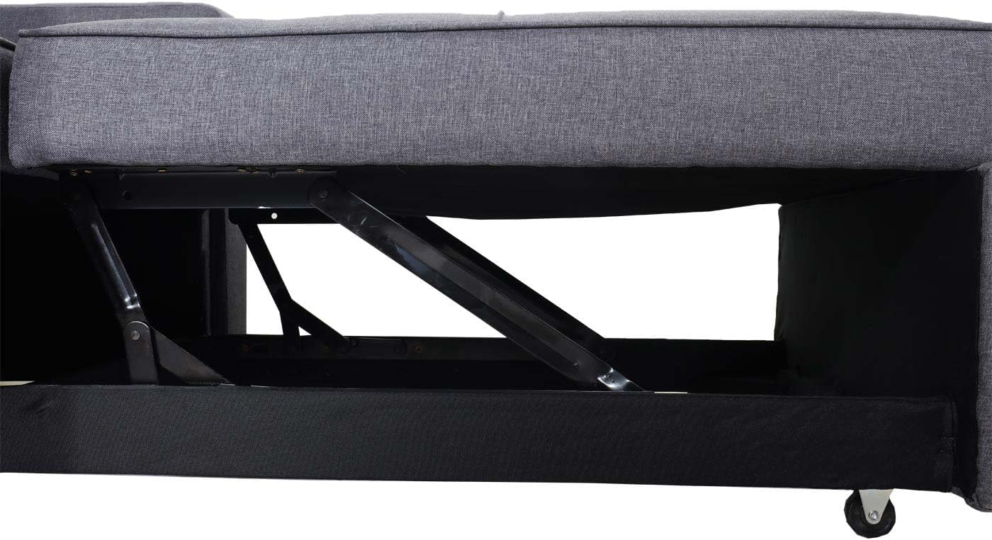 Mendler Schlafsessel HWC-L90, Klappsessel Schlafsofa Gästebett Relaxsessel, Liegefläche 197x103cm Stoff/Textil - dunkelgrau