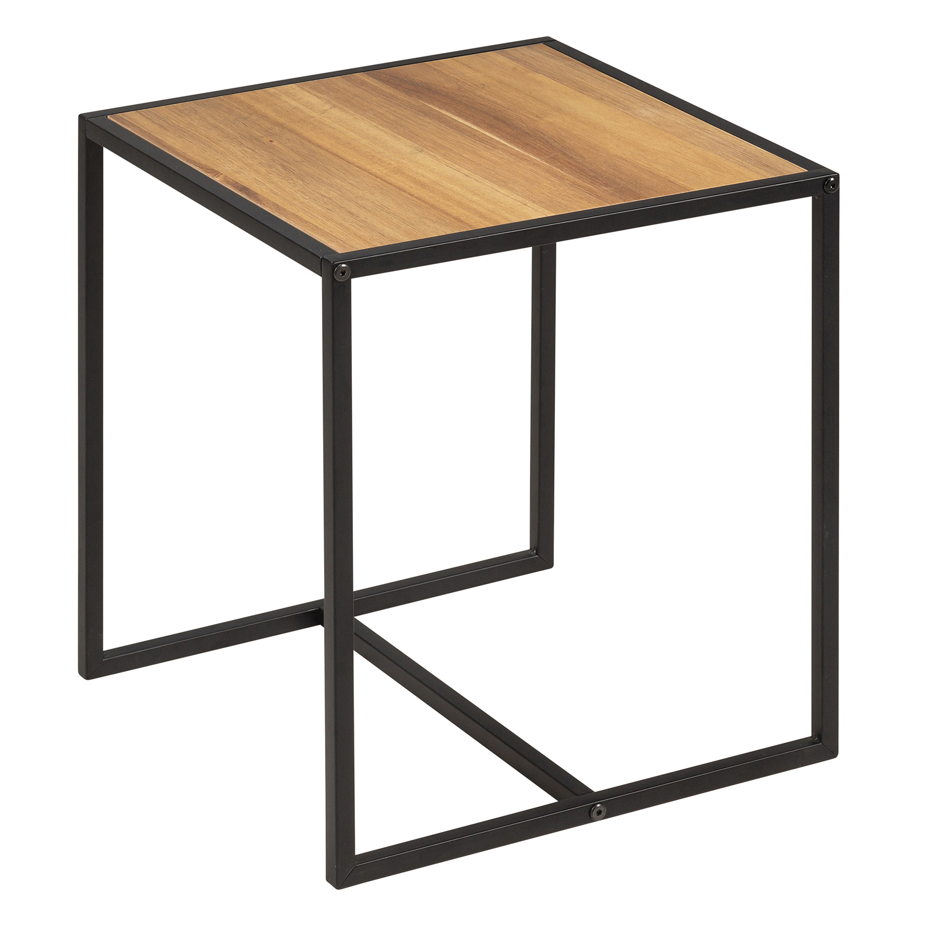 2er-Set Beistelltisch - Akazie - schwarz - 45 cm