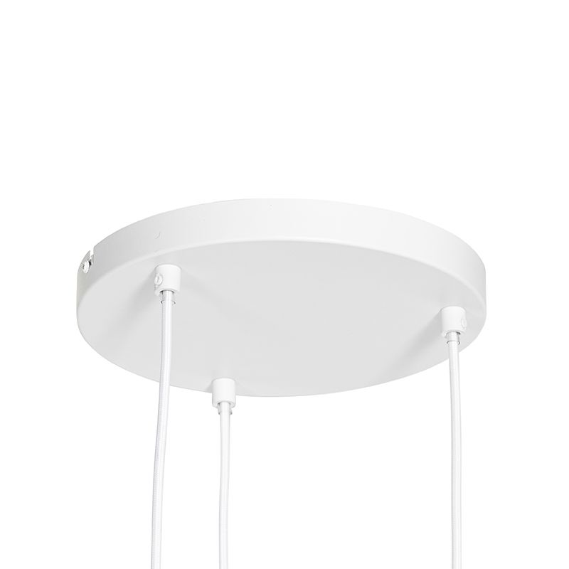 Oosterse hanglamp wit met rotan 3-lichts rond - Akira