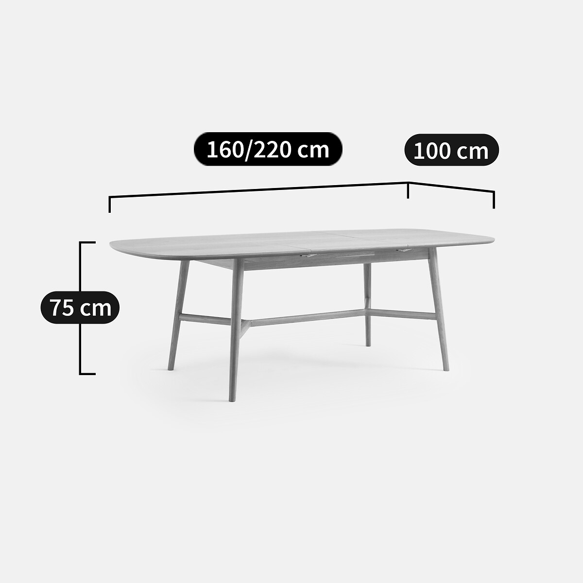 LA REDOUTE INTERIEURS<br>Mesa em carvalho folheado, até 8 pessoas Yvan