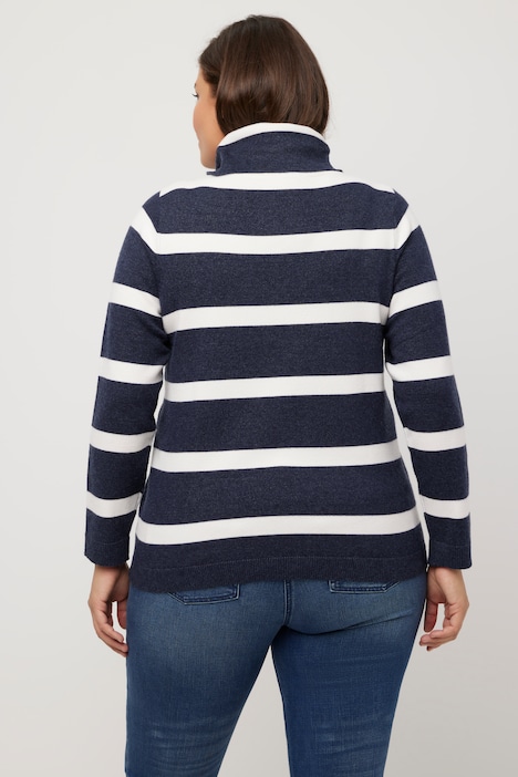 Rollkragen-Pullover, Ringel, kurz, Langarm