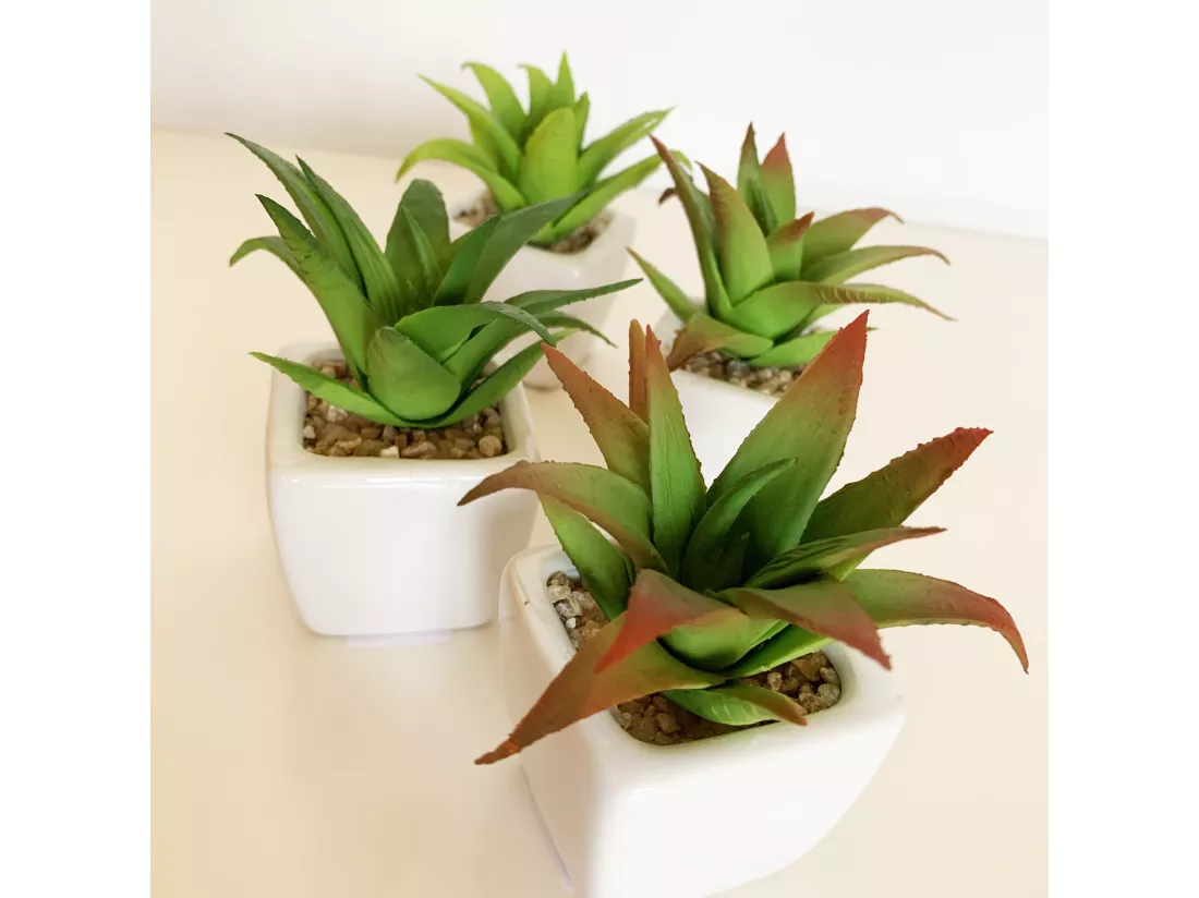 Wellhome lot de 12 cactus cereus artificiels pot en céramique, 9 x 5 x 5 cm