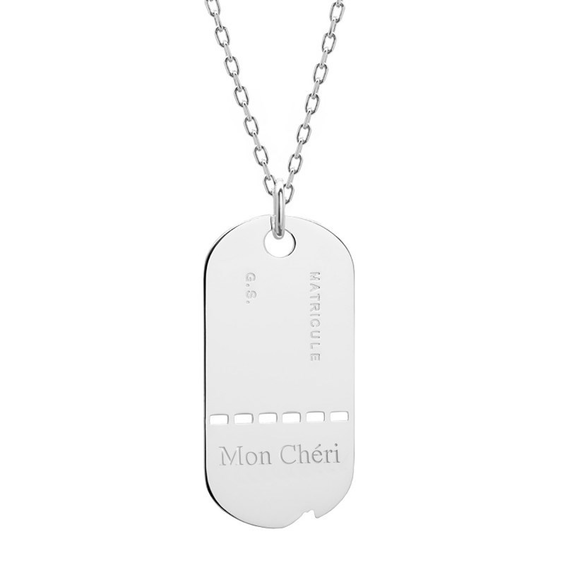 Collier GI argent 925 homme - gravure MON CHÉRI