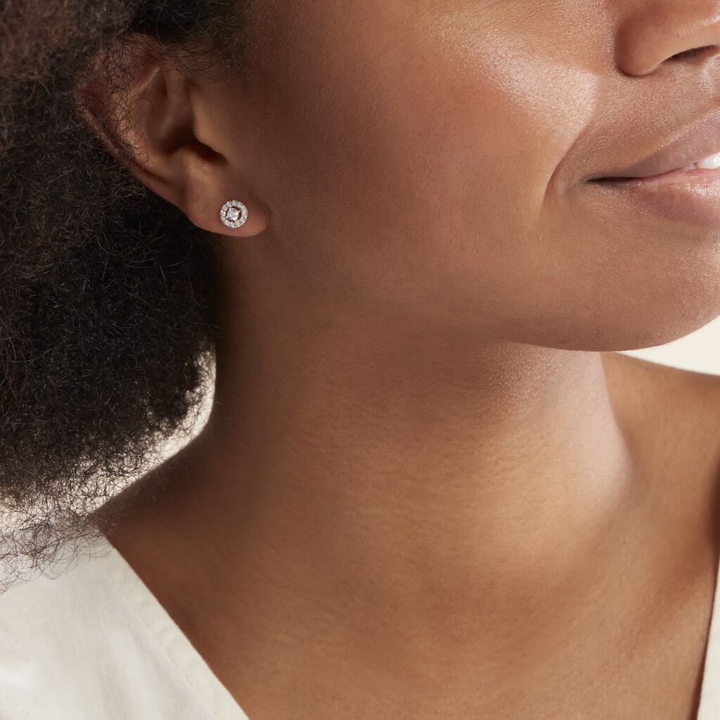 Boucles D'oreilles Puces Tahera Or Jaune Oxyde De Zirconium