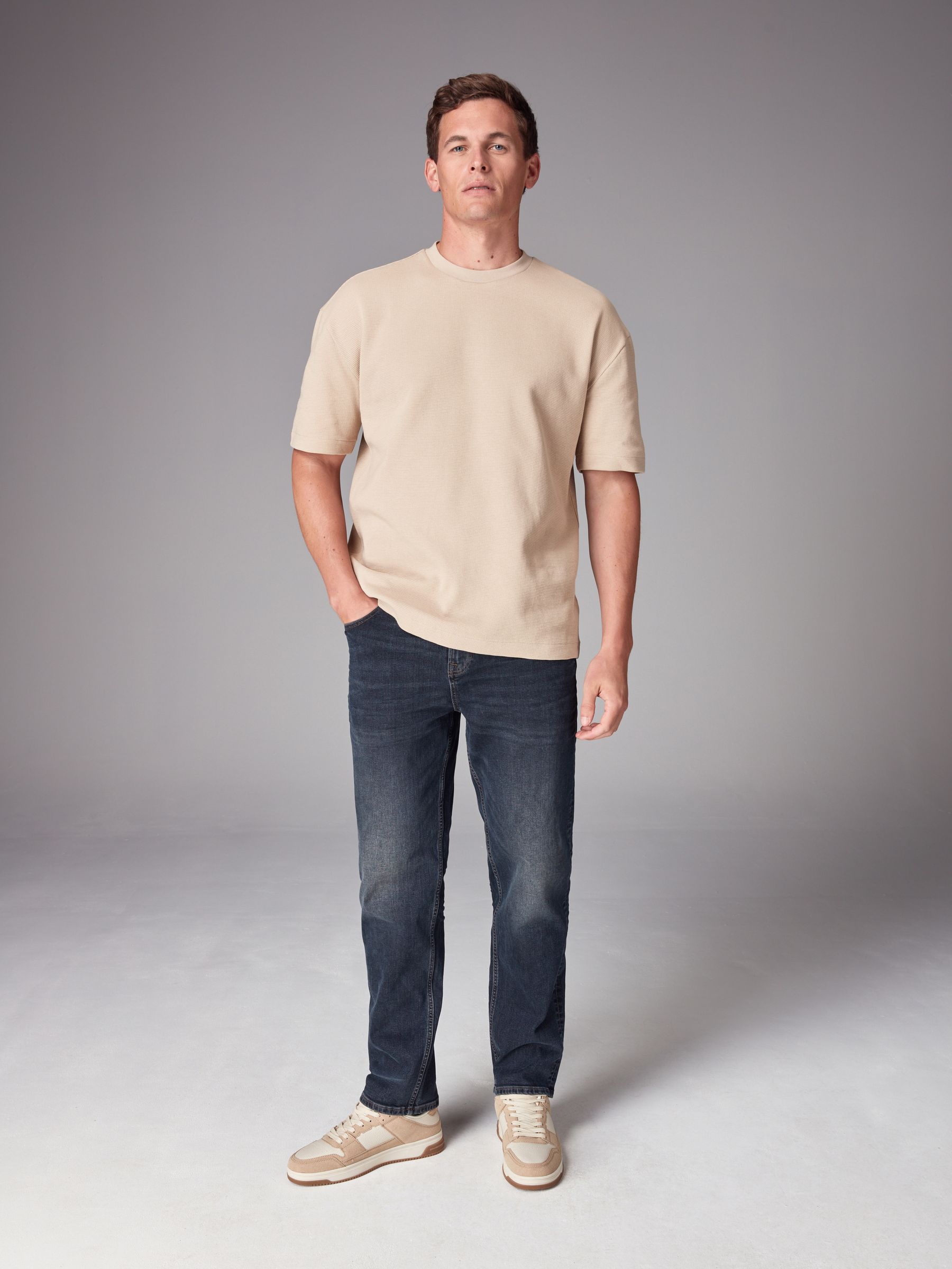 Donkerblauw - Rechte, klassieke jeans met stretch