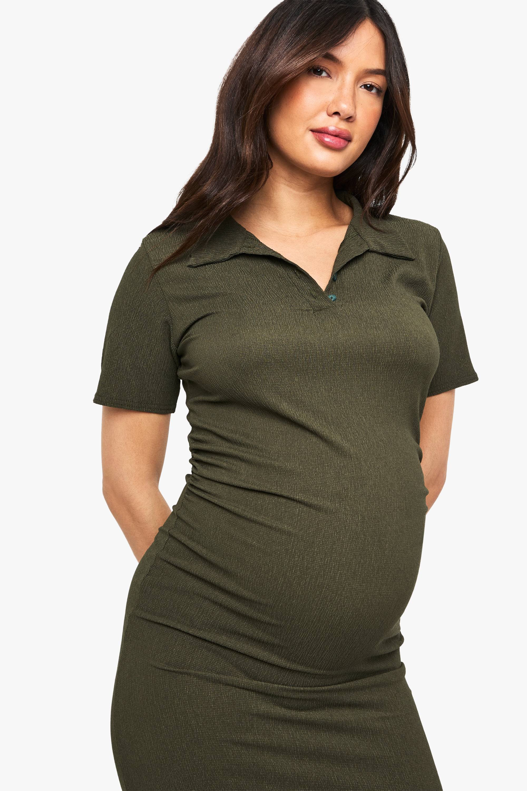 boohoo Robe maxi maternité texturée à détails boutons