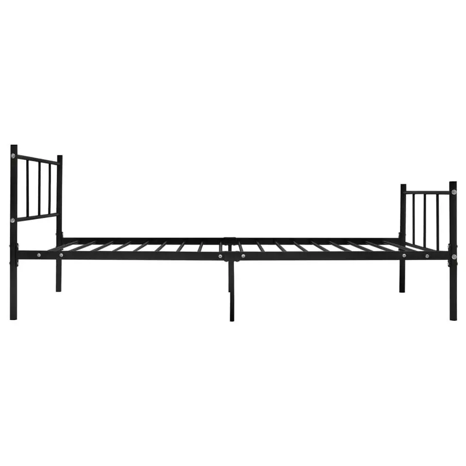vidaXL - Bed frame met hoofdeinde zonder matras - Zwart - Metaal - 90x200 cm