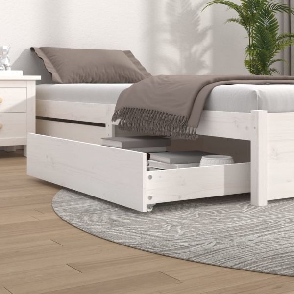 Gavetas de Cama 2 Peças Madeira de Pinho Maciça Branco - 814985