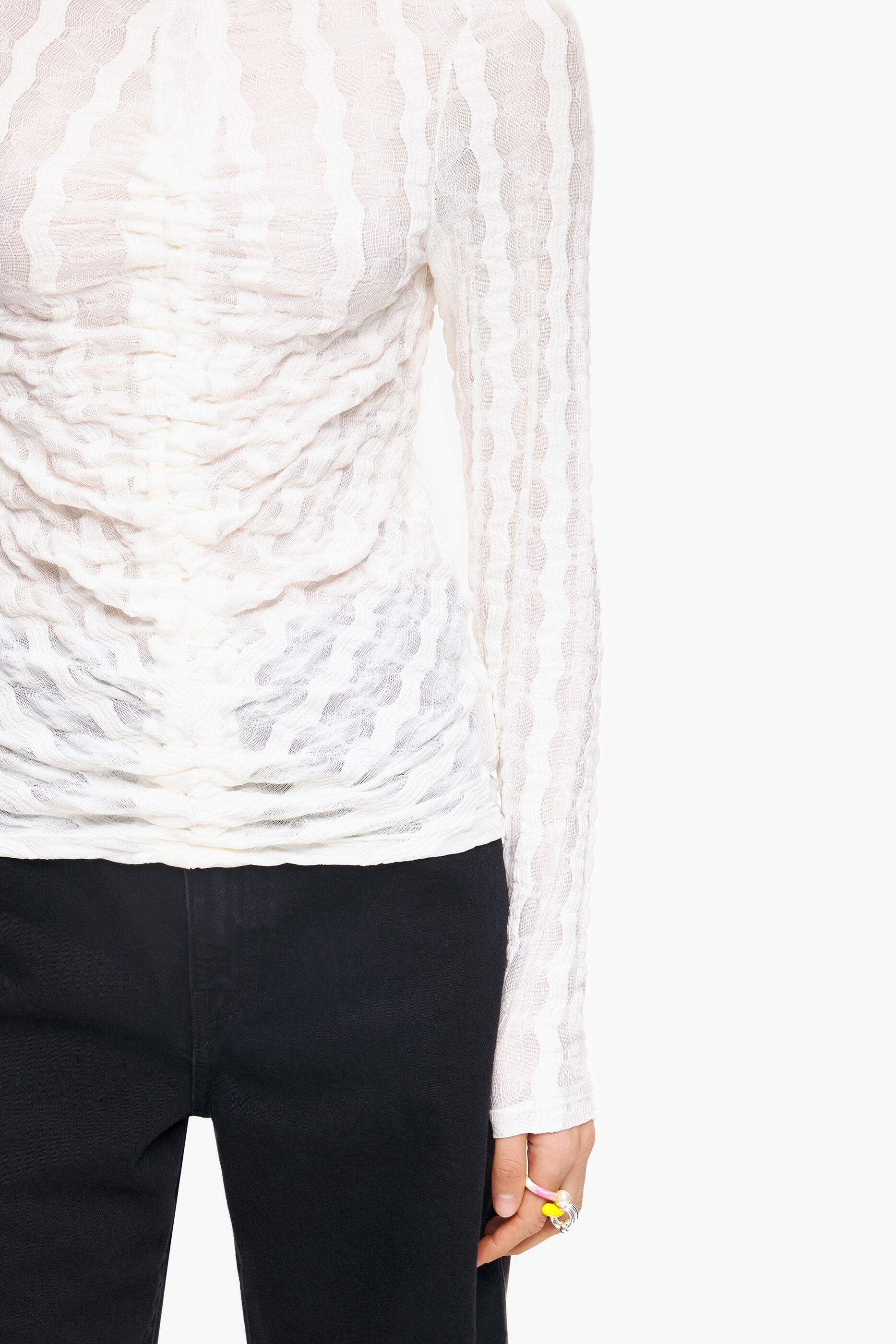 Blusa branca franzida