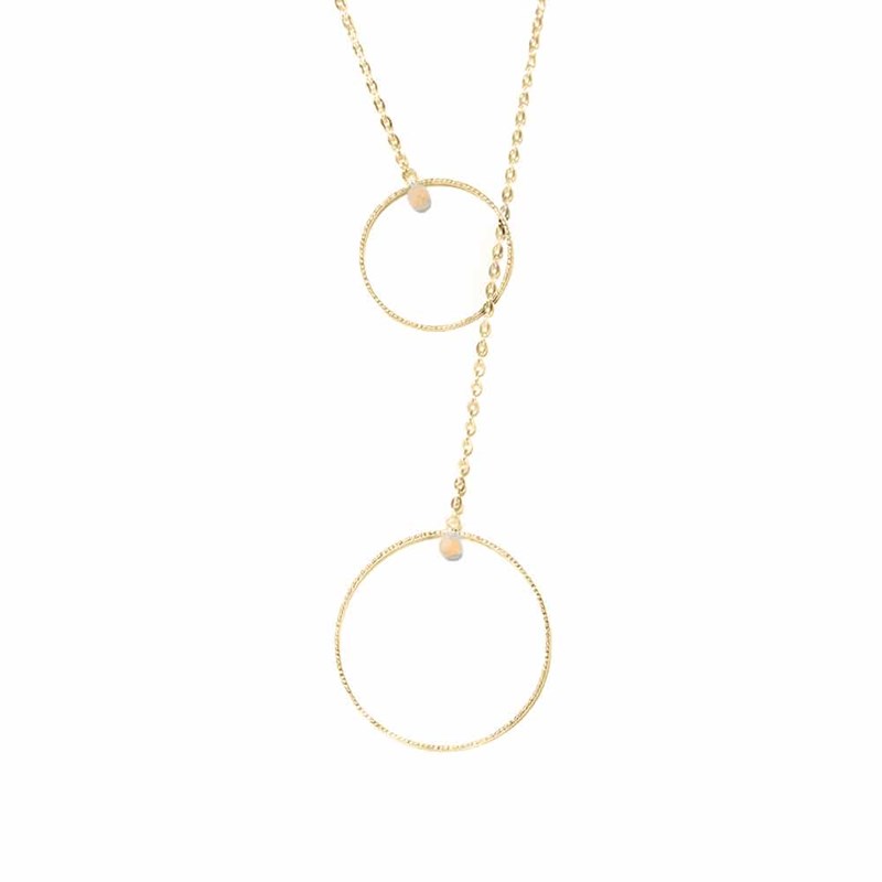 Collier Argent Doré Cravate Bulle Et Pierre De Lune
