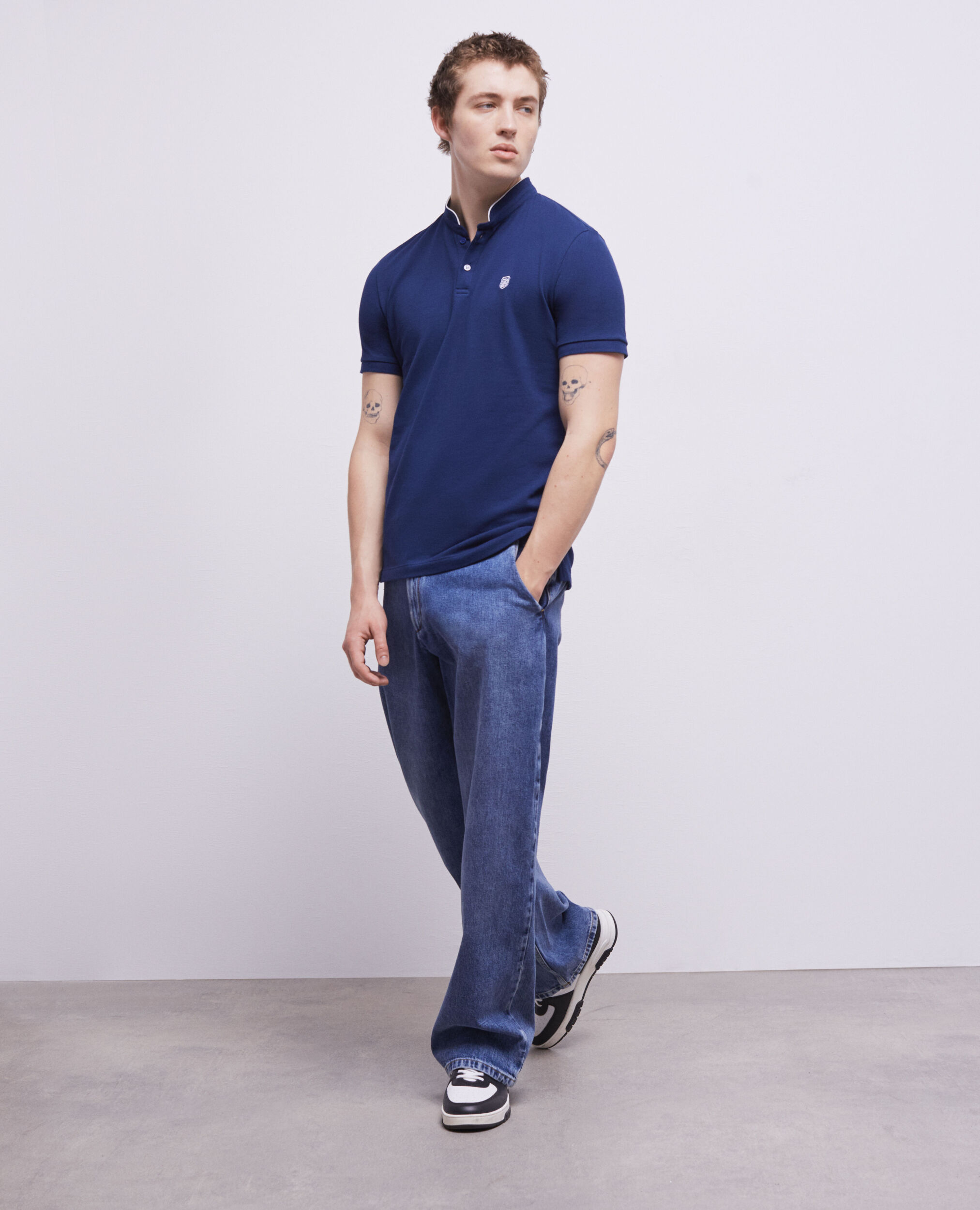 Polo col officier bleu marine
