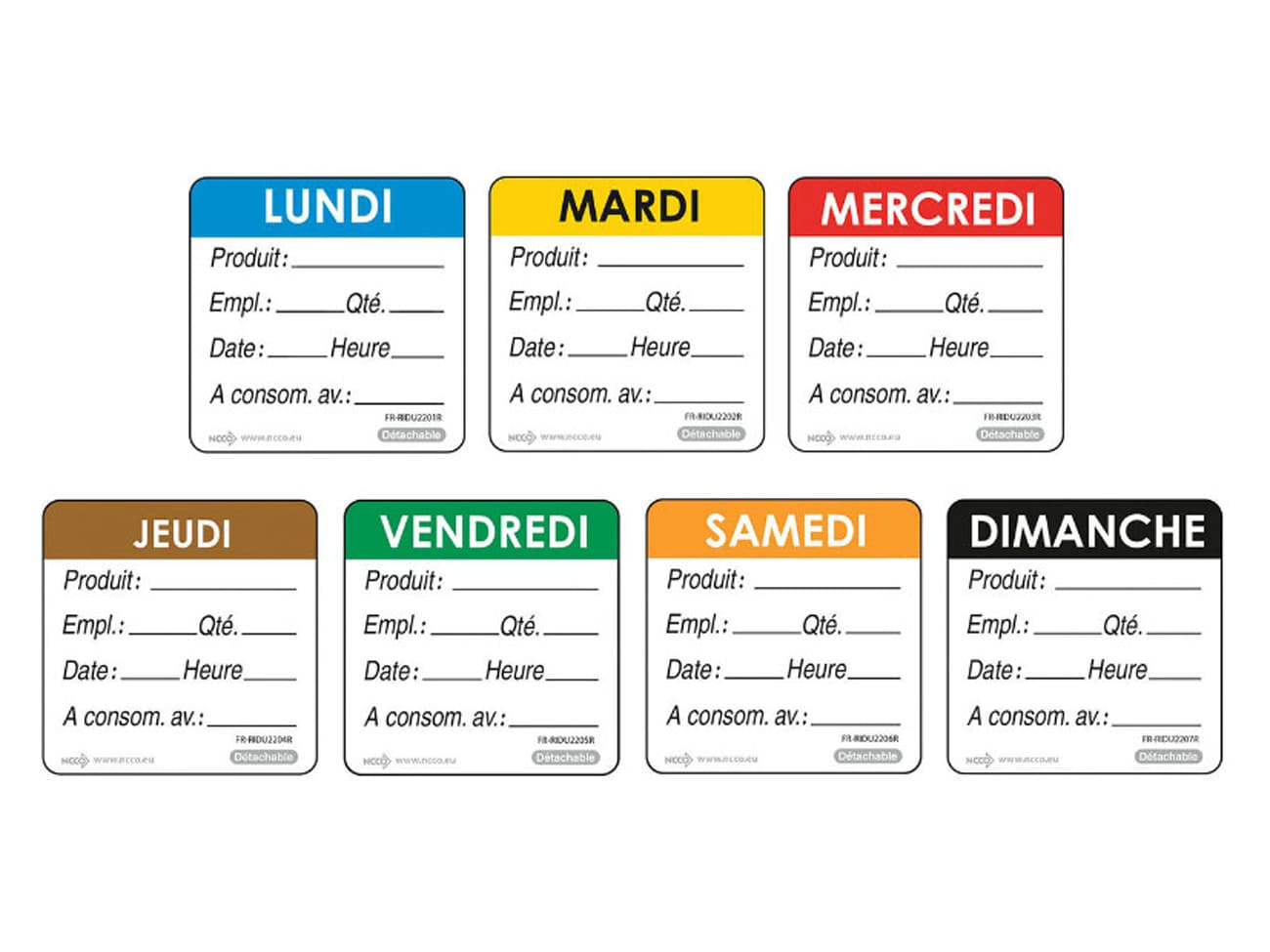 Etiquettes d'identification HACCP - Lundi