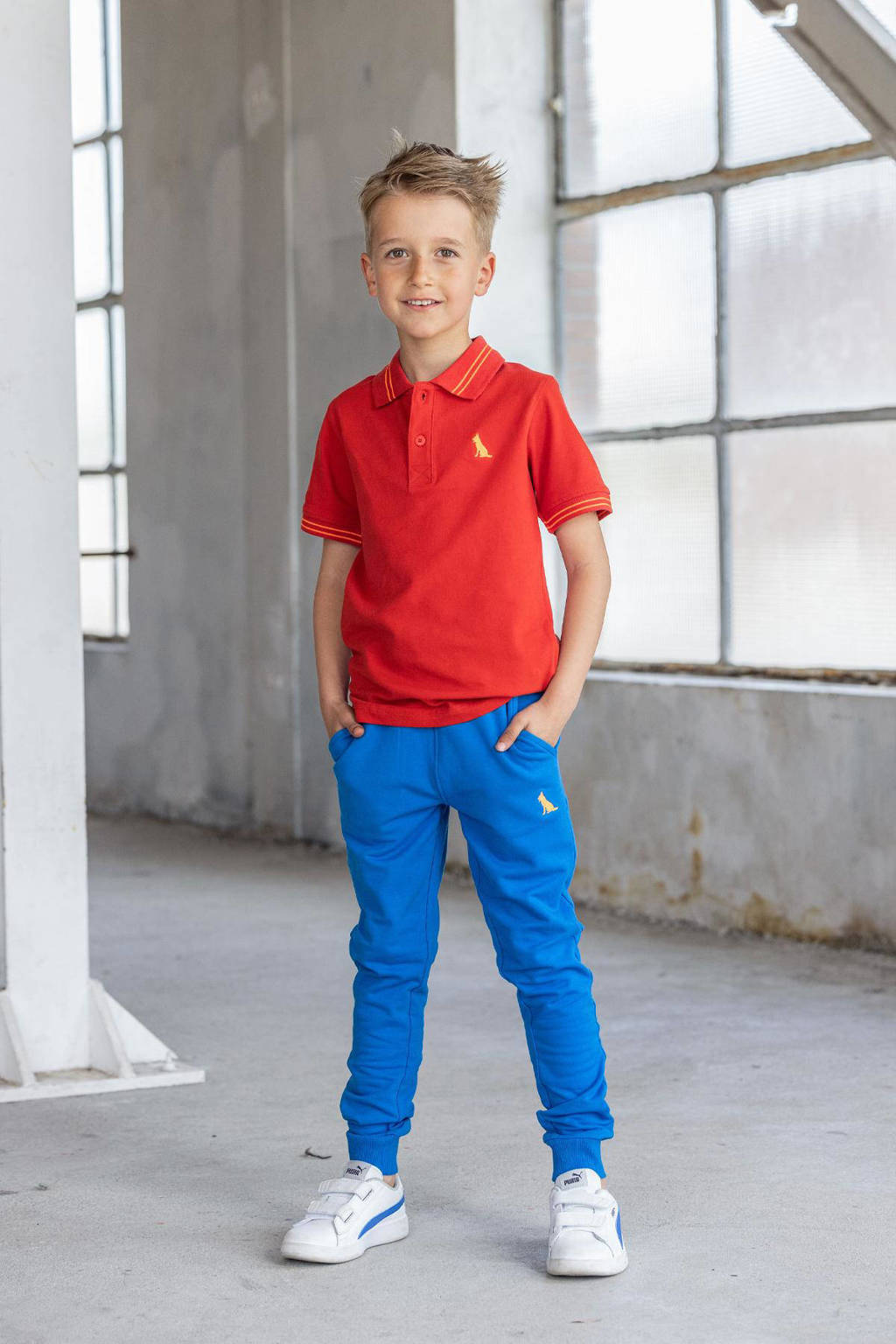 TYGO & vito regular fit joggingbroek Boaz met logo felblauw