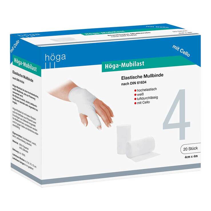 Höga Mubilast Fixierbinde 4cmx4m mit Cellophan, 1 St
