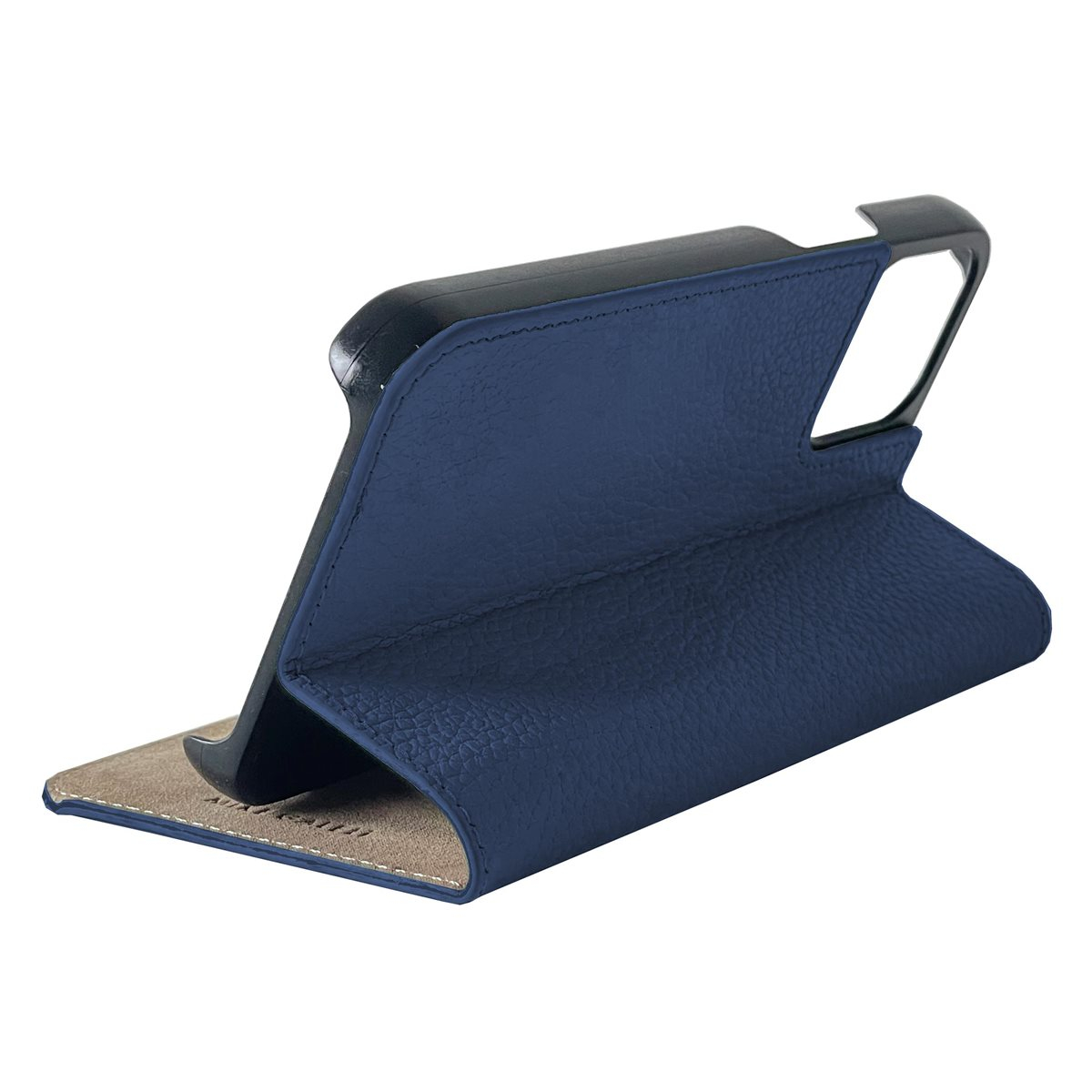iPhone 14 Echtleder Book Case Tasche Flip Cover Hand Made (MARCIP14-M03) - Dunkelblau