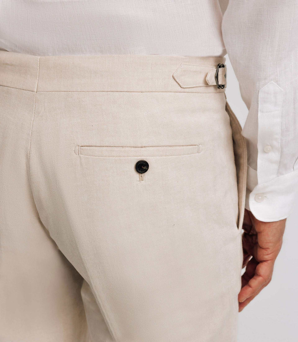 Pantalon ville en lin beige