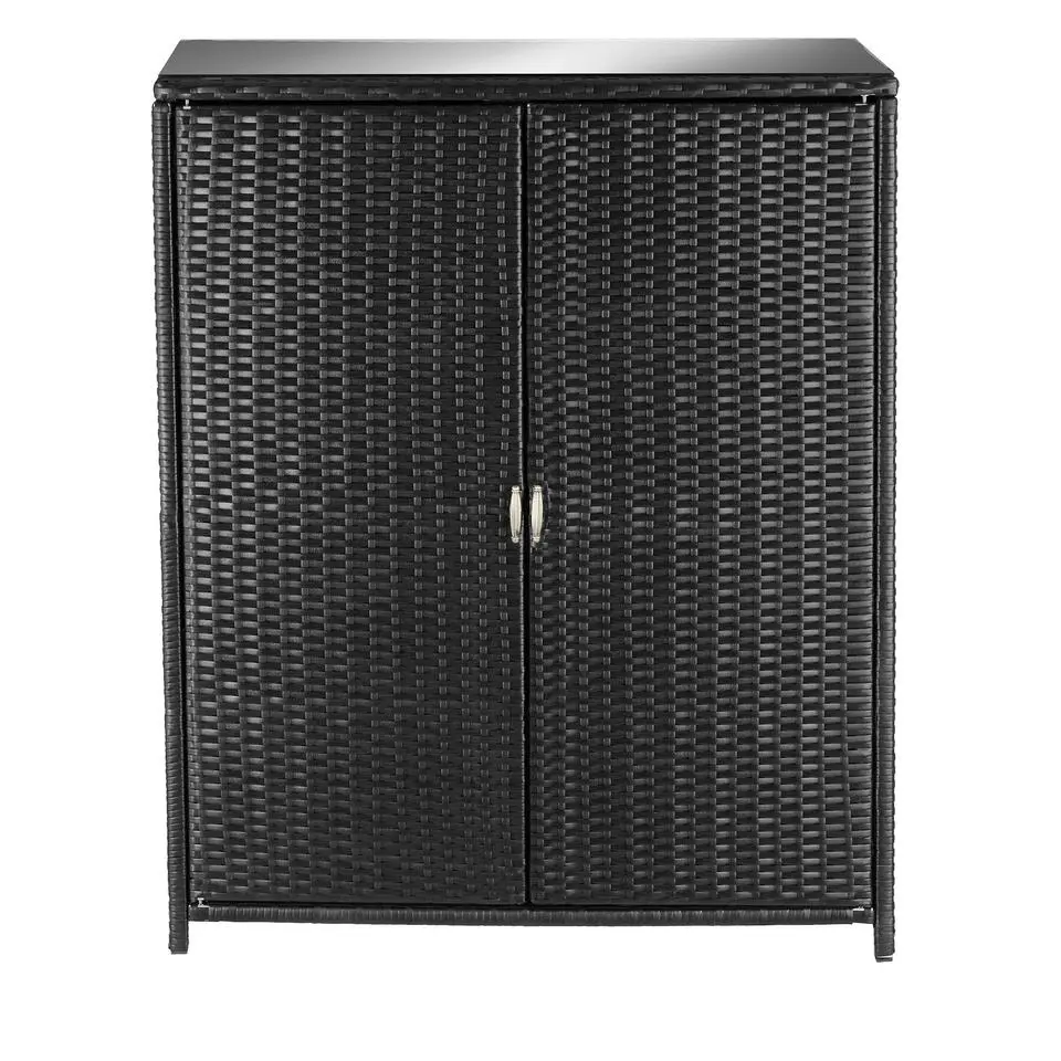 tectake Wicker tuinkast Monza, aluminium frame, 4 vakken, Zwart
