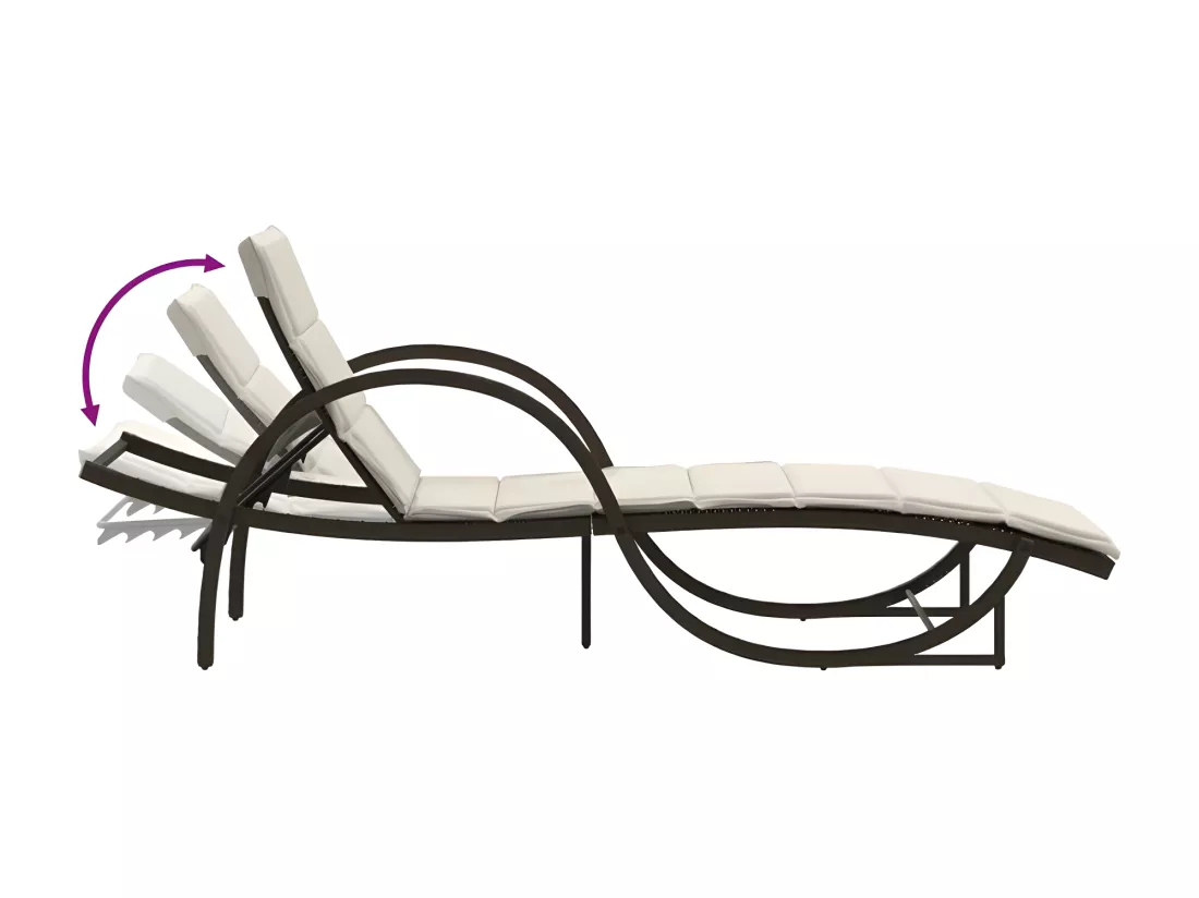 Chaises longues lot de 2 avec table marron résine tressée