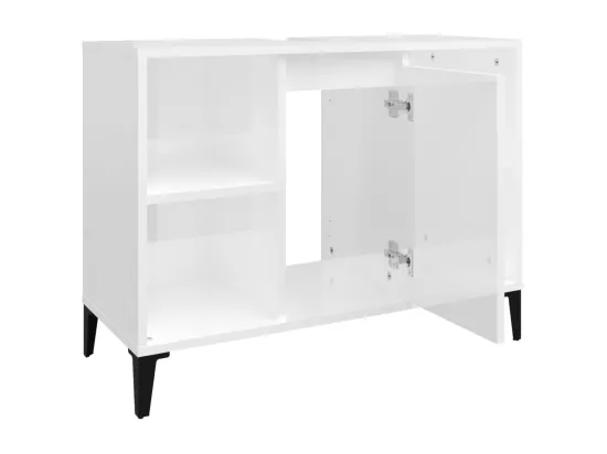 Meuble d'évier blanc brillant 80x33x60 cm bois d'ingénierie