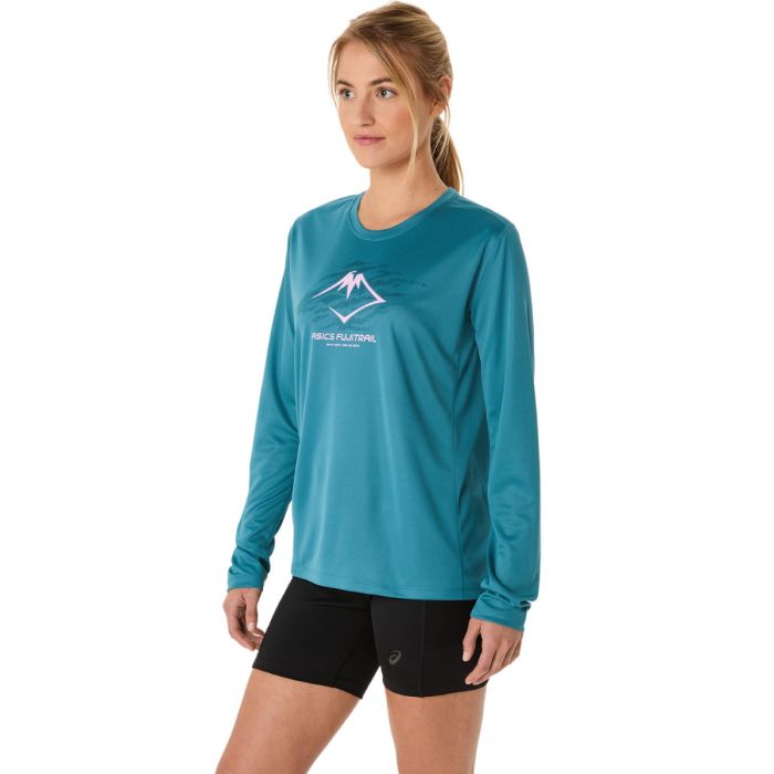 Asics Dame Trøjer Fujitrail Logo LS Top Blå
