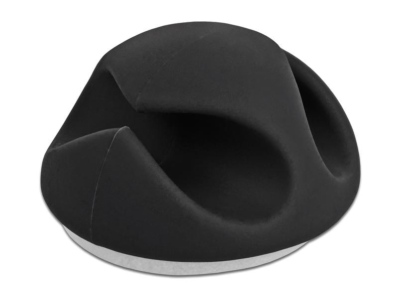 Delock Kabelhalter 29mm, für 2 Kabel, selbstklebend 6 Stück Kabelhalter mit 2 Durchführungen selbstklebend Set 6 Stück Schwarz
