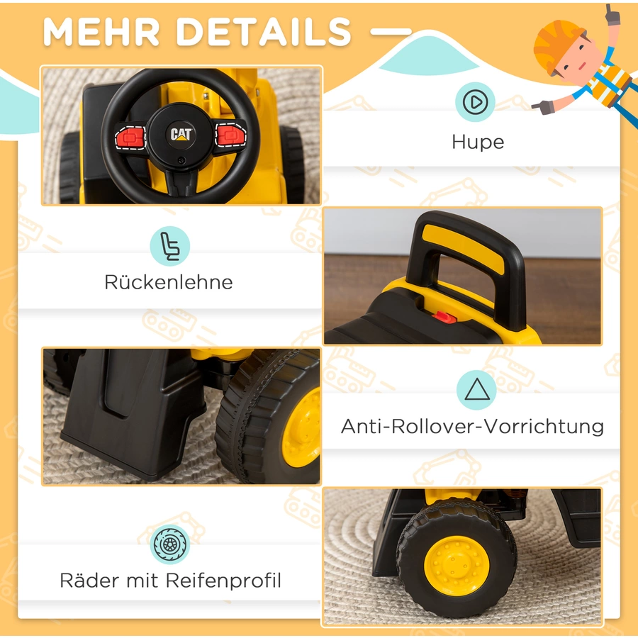 HOMCOM Sitzbagger mit steuerbarer Schaufel gelb