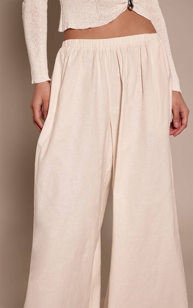 Crème Pantalon Palazzo Aspect Lin