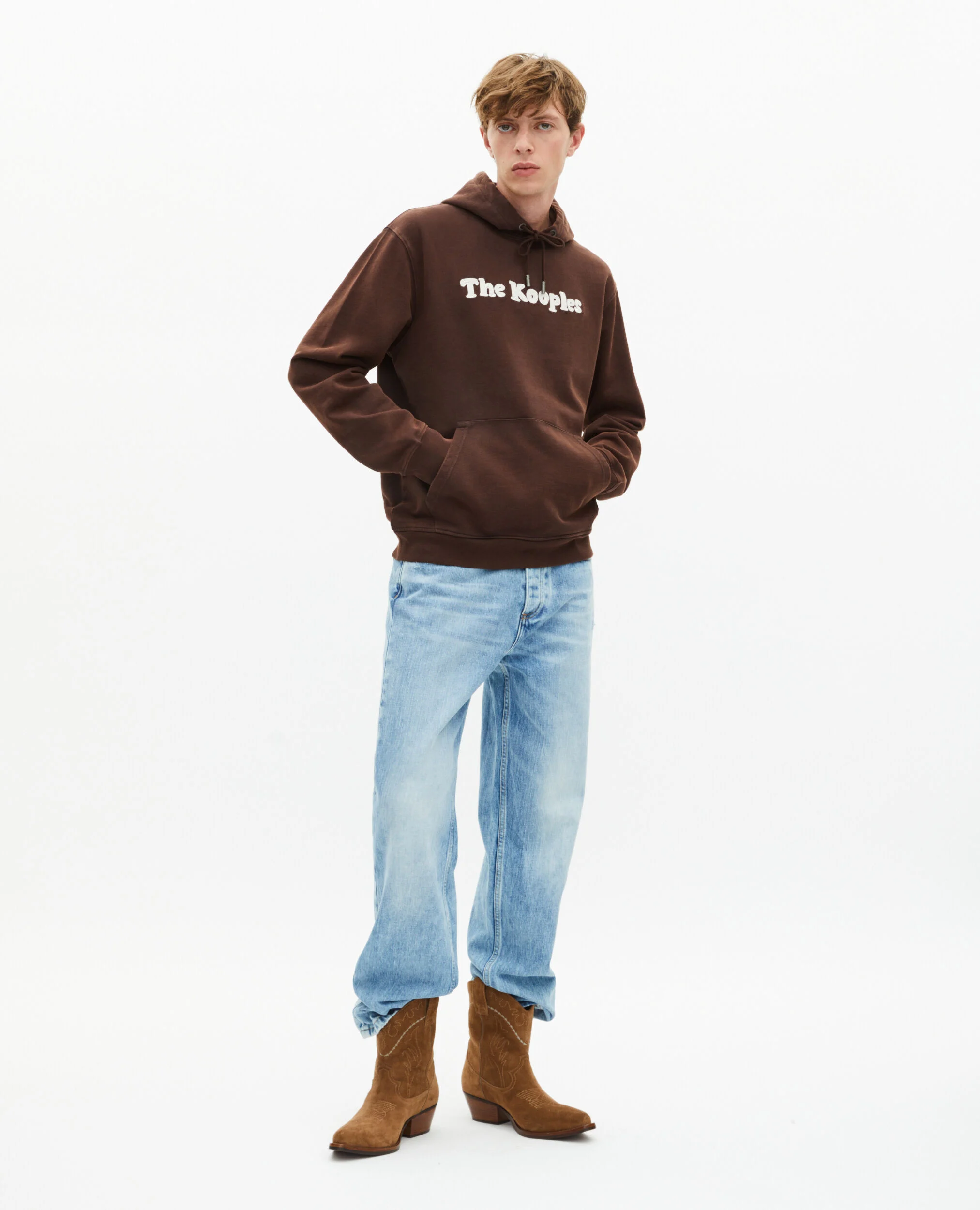 Sweatshirt à capuche avec broderie marron