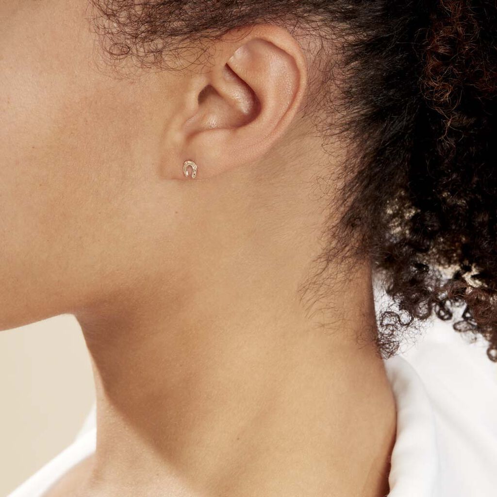 Boucles D'oreilles Puces Freyia Cheval Or Jaune