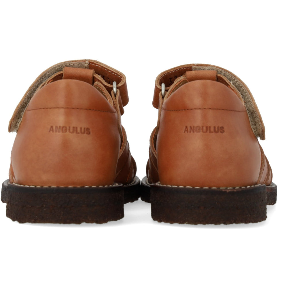 Køb Angulus Tan/Dark Brown Lædersandal Med Stjernedetalje