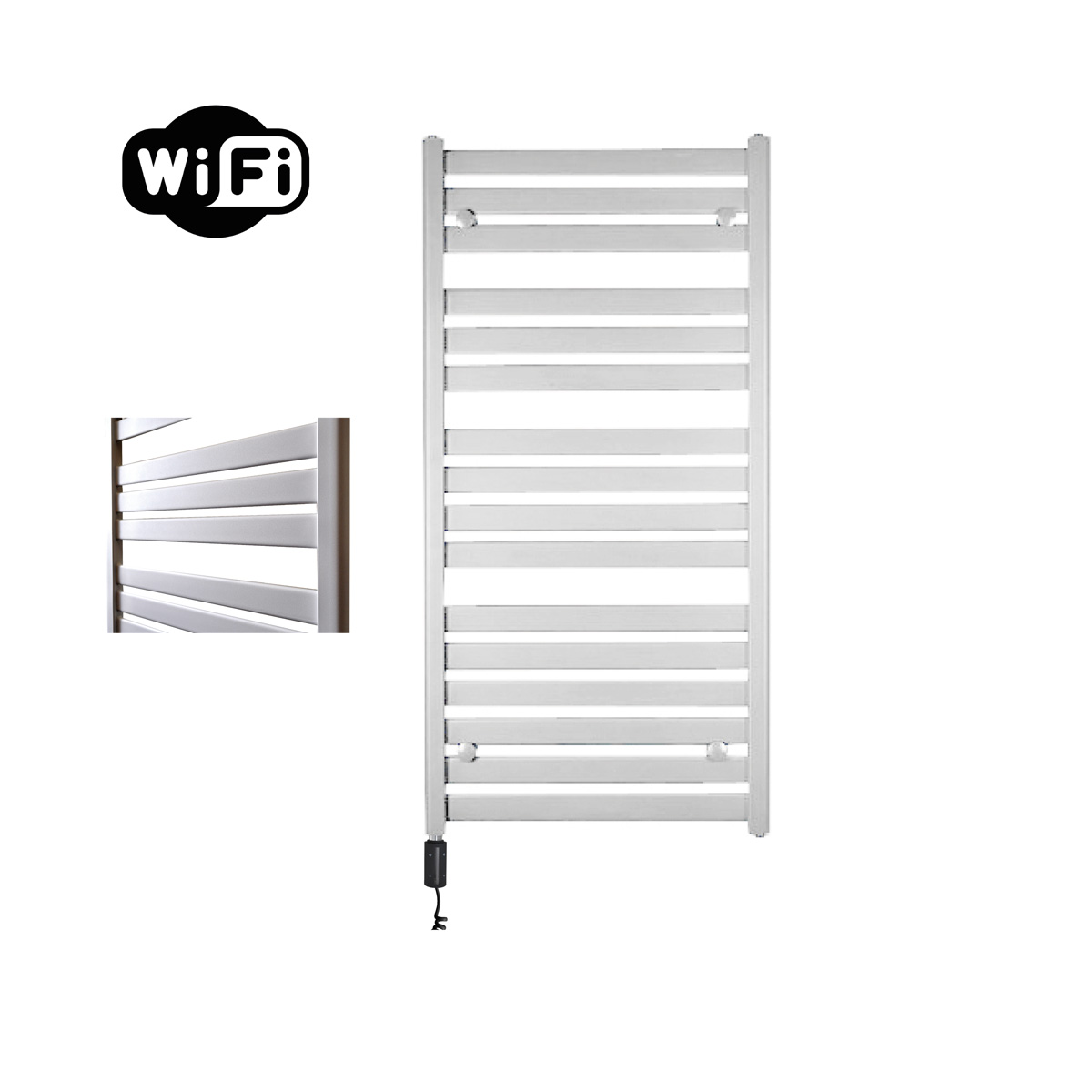 Sanicare Moda elektrische radiator 60x120cm wit mat met WiFi en thermostaat links zwart