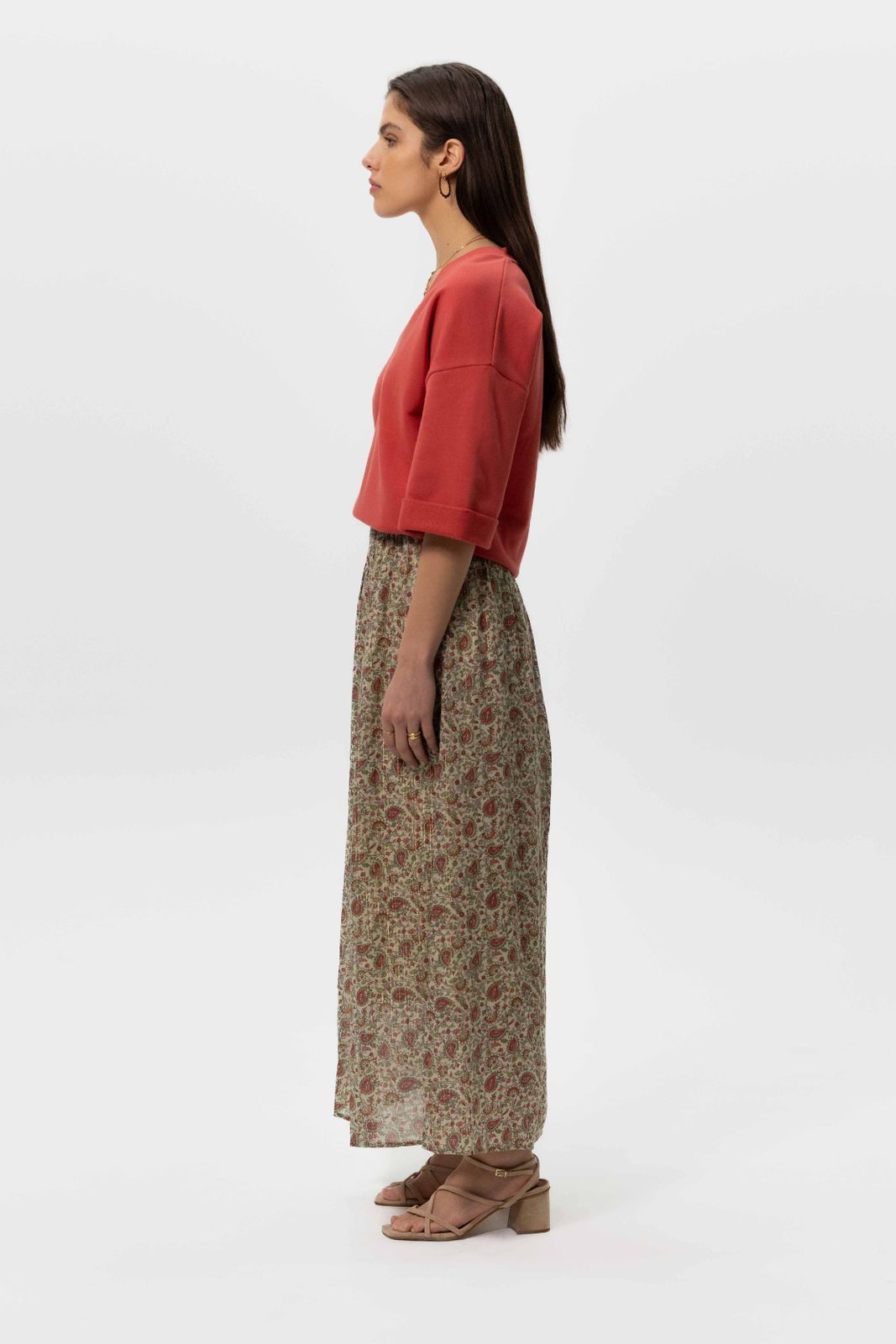 Groene maxi rok met paisley print