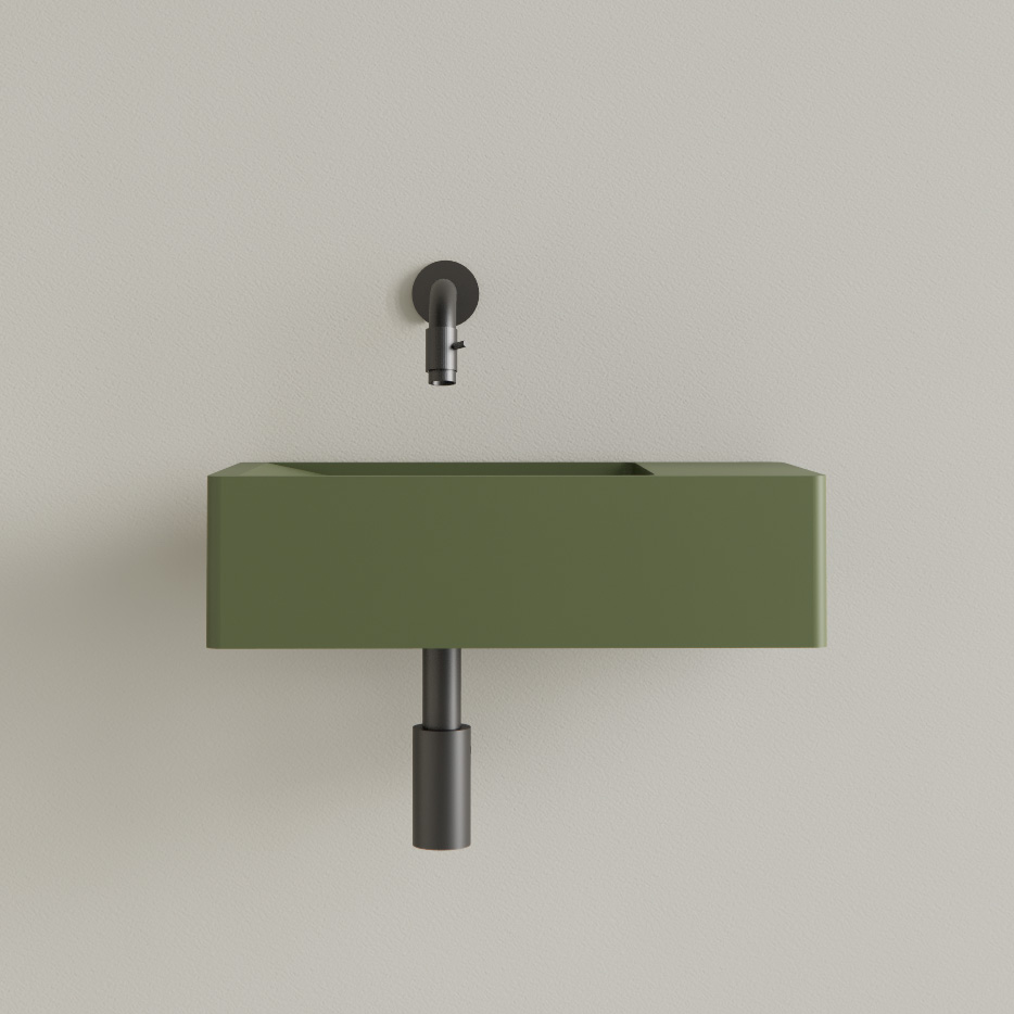 Sanigoods Luko fontein 40x22cm rechts zonder kraangat olijfgroen