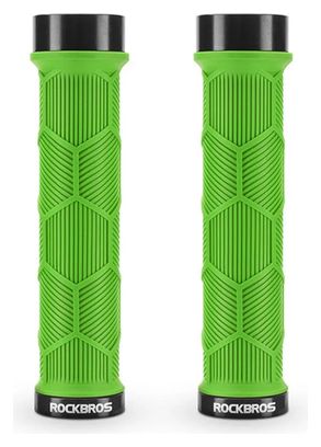 Paire de poignées de vélo avec embouts réfléchissants - Vert