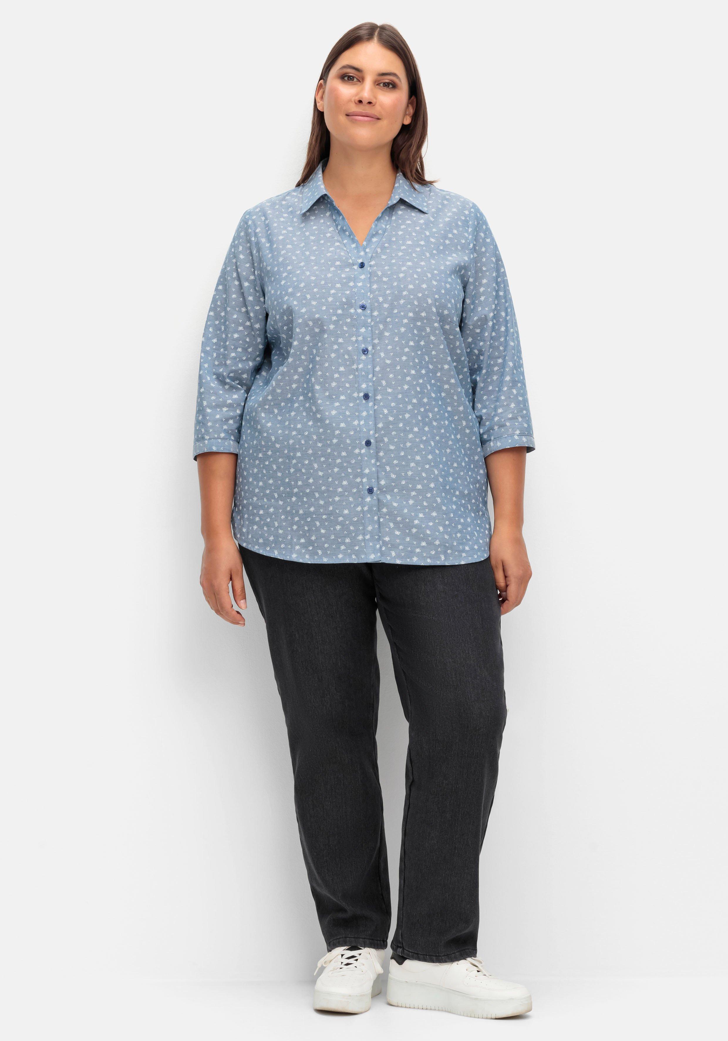 Bluse in Jeansoptik mit Schmetterlingsprint