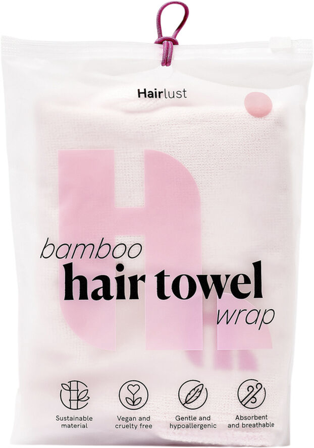 Hairlust Bamboo Hair Towel Wrap, Pink Lyserød