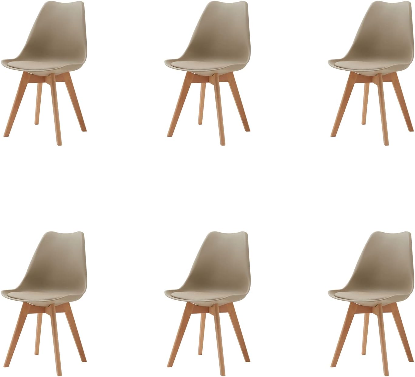 Esszimmerstuhl 6er Set, Massivholzbeine, Abnehmbares Stuhlkissen, Küchenstuhl, Moderner Stuhl (Beige-6)