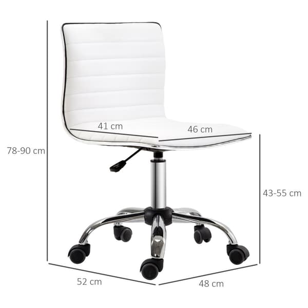 Frisørstol, Salongstol, Svingstol, Høydejusterbar, Med Ryggstøtte, Stål, Pu, Hvit, 48X52X78-90 Cm