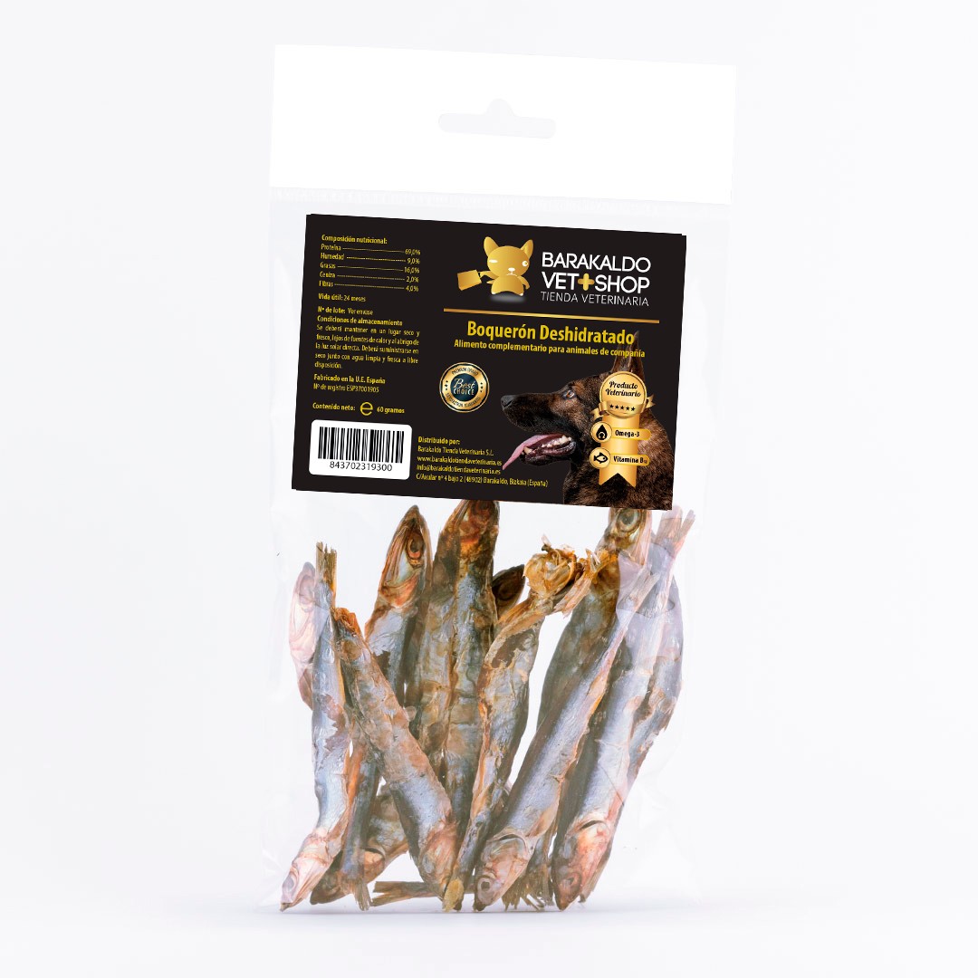 Anchovas secas para cães | Anchovas secas para cães de todas as raças e tamanhos em embalagem com 2 unidades.
