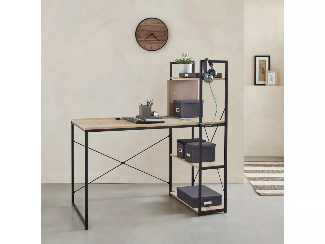 Bureau bibliothèque. Loft. 1 bureau. 3 étagères L 113 cm x l 60 cm x H 120 cm