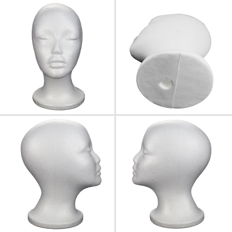 (51cm) Weiblicher Styropor Kopf DIY Schaufenster Modell Mannequin Puppe DIY Mercerie Zubehör für Perücken / Hüte / Mützen - Weiss