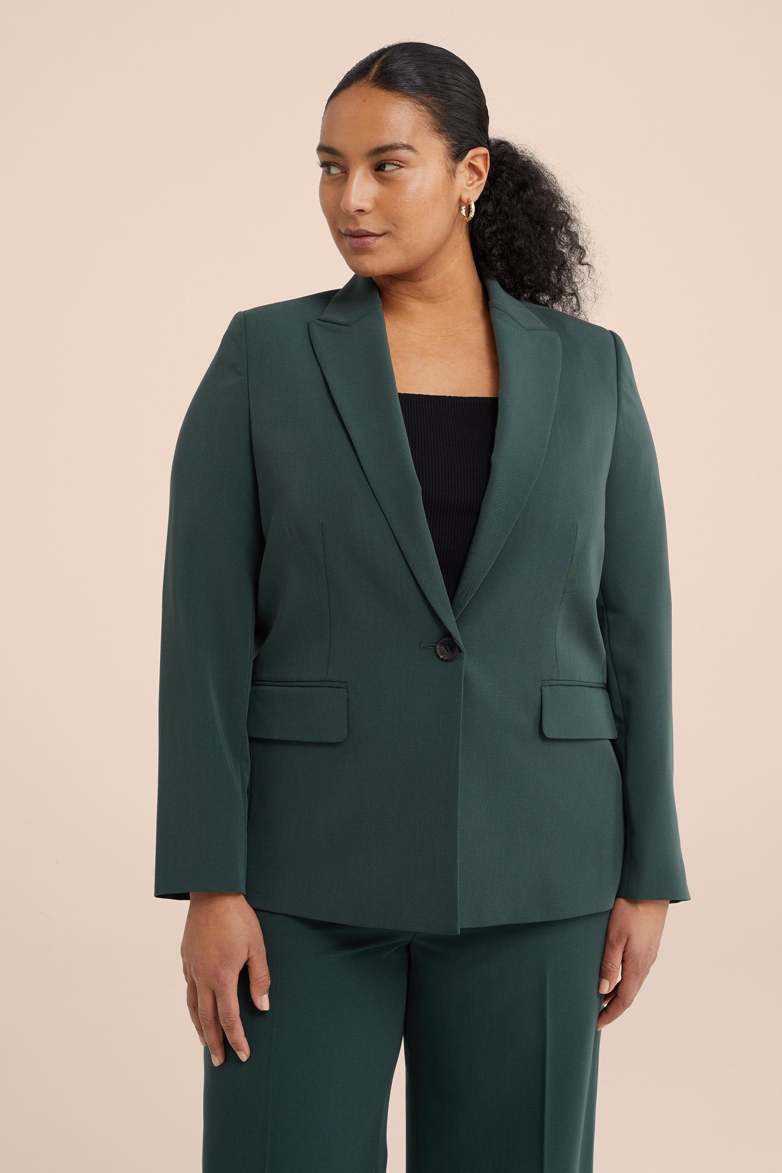 getailleerde blazer - Curve WE Fashion Donkergroen