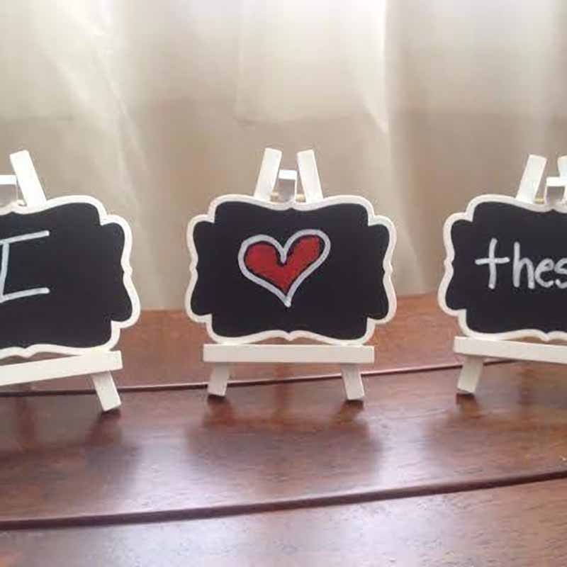 (5er Set) Deko Hochzeits Tischtafel Holz Namenstafel im Staffelei Look - Braun / Schwarz