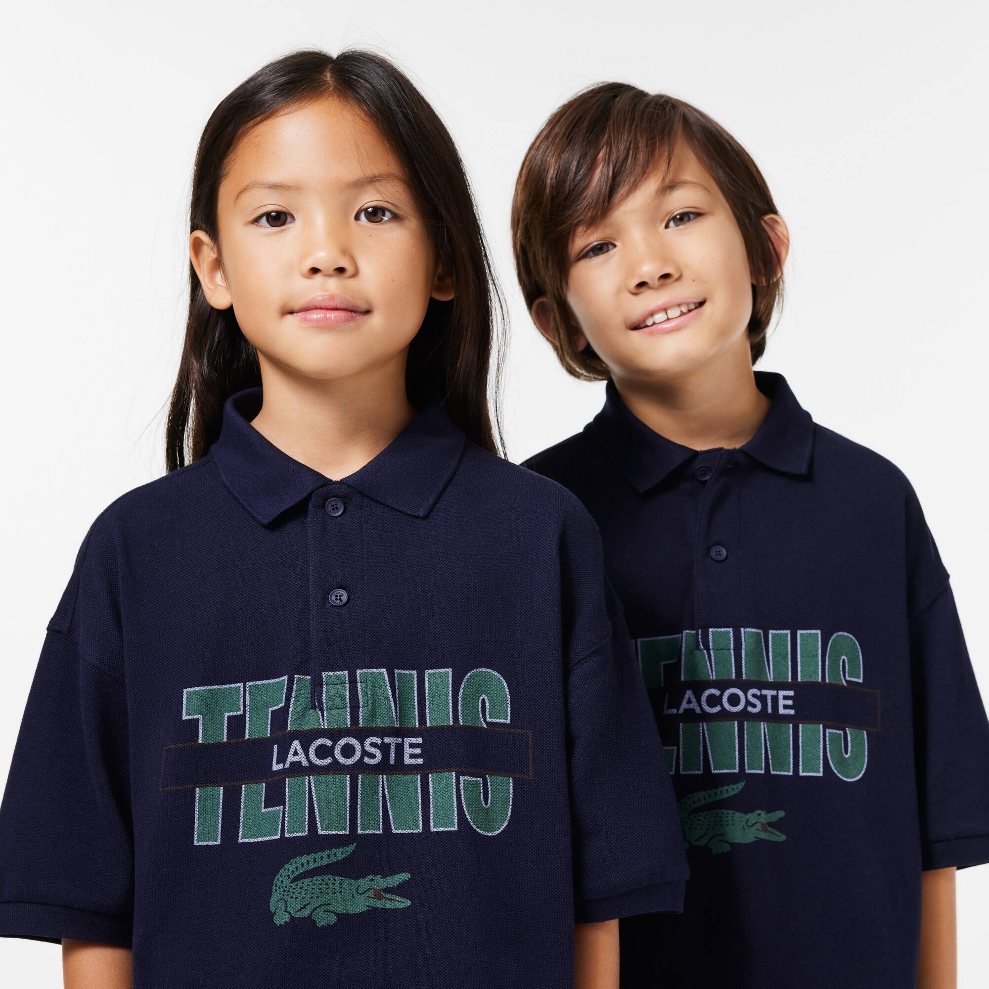Polo imprimé avec inscriptions en petit piqué Polos - Bleu - Lacoste - Enfant