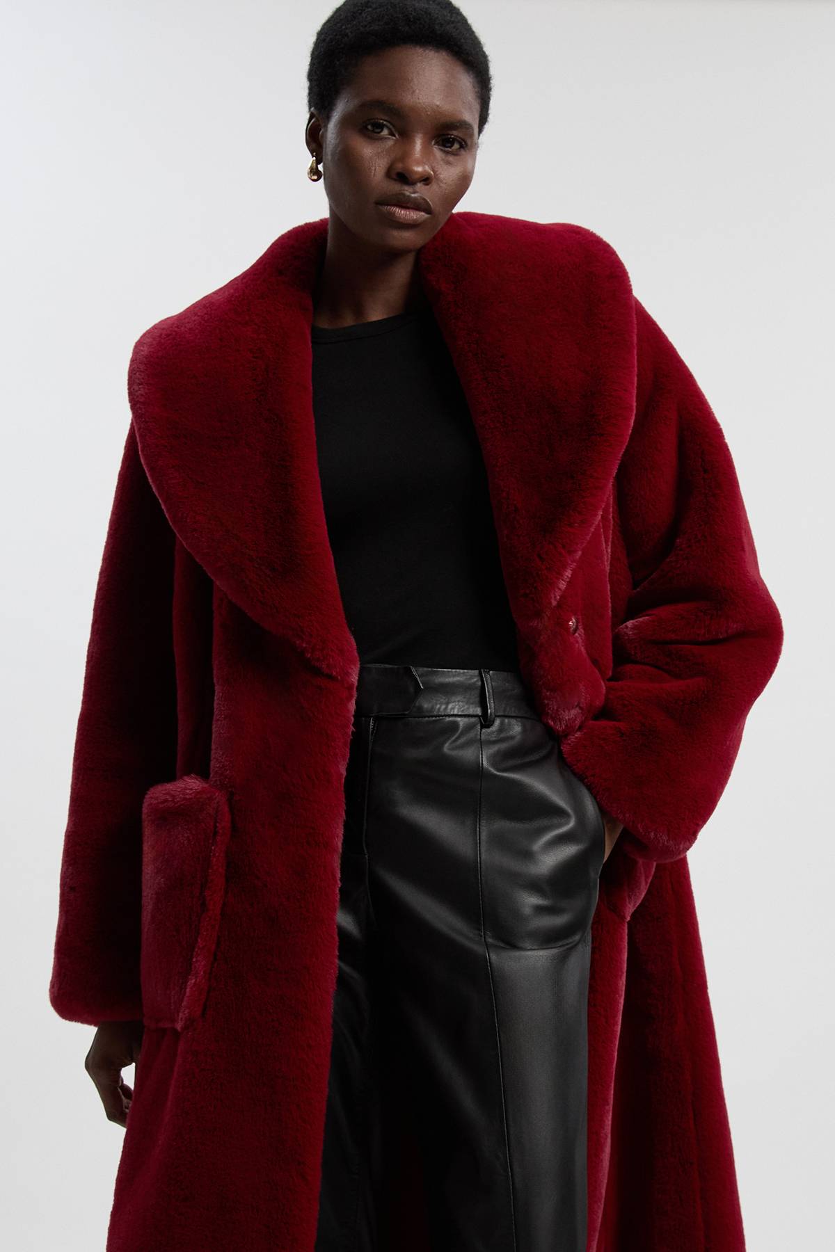 KarenMillen Manteau Mi-Long en synthétique à Boutons